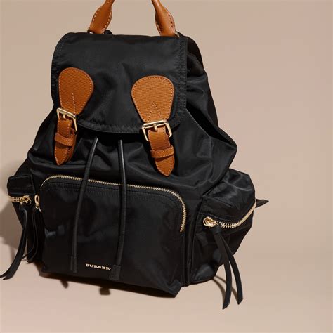 burberry rucksack medium technical nylon and leather black|BURBERRY Technical Nylon Medium Rucksack Backpack Black .